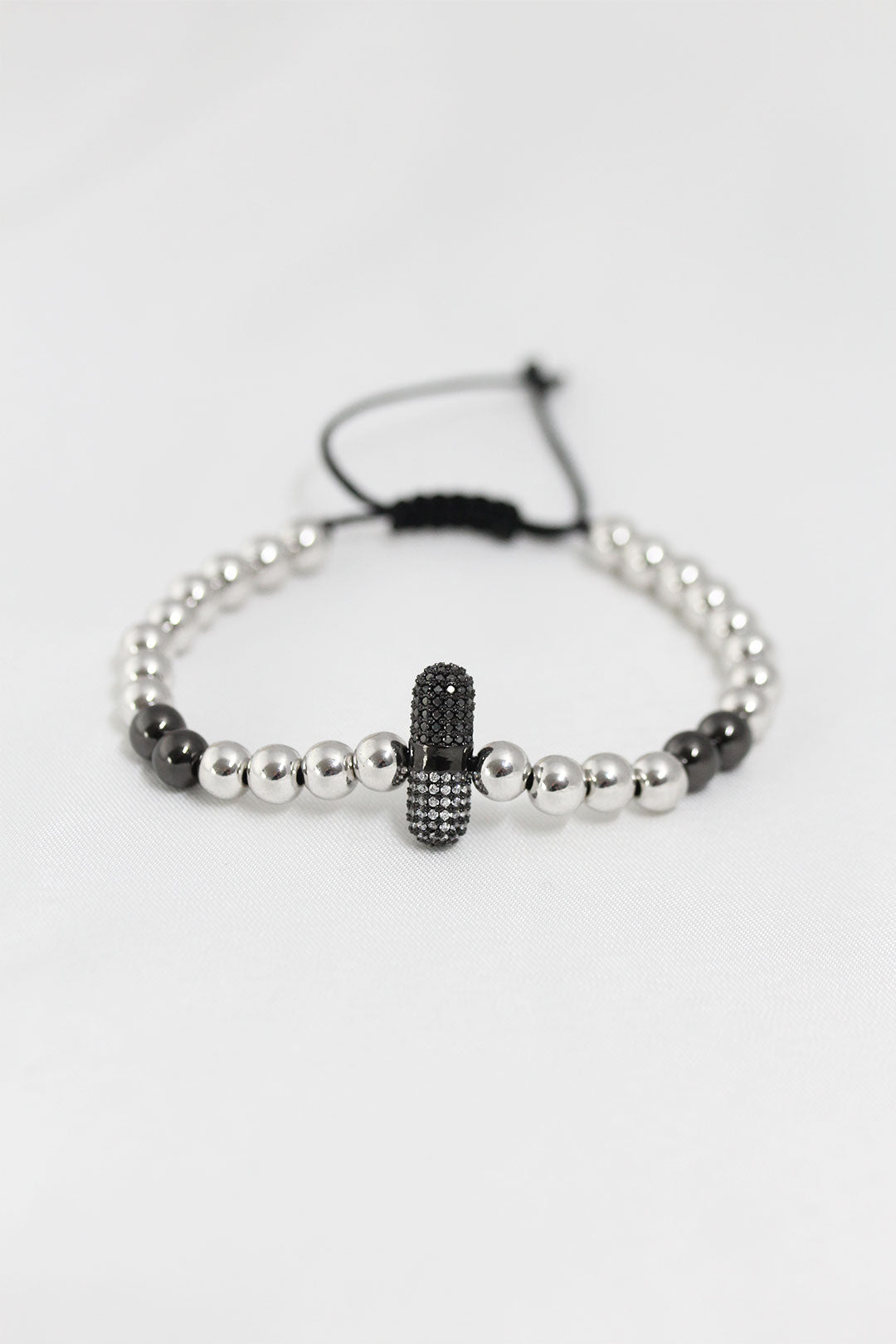 Füme Gümüş Renk Çelik Zirkon Objeli Asansörlü Bileklik