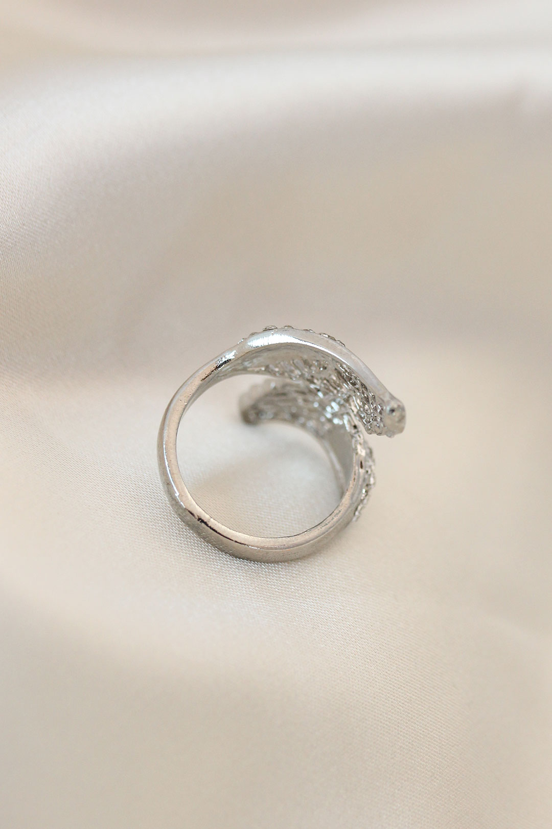 Adjustable Silver Color Metal Zircon Stone Wing Ring