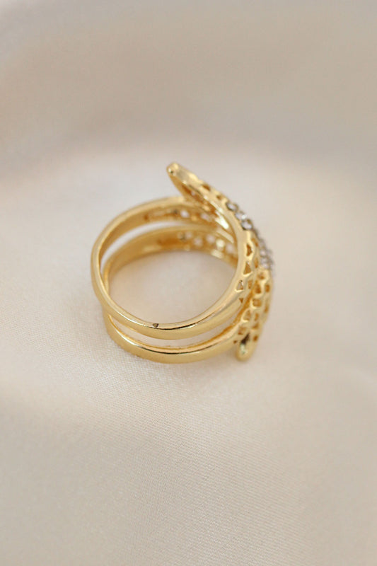 Adjustable Gold Color Metal Zircon Stone Ring