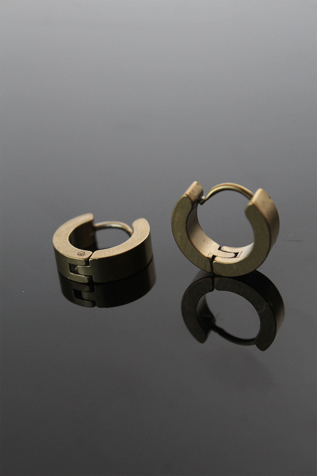 316L Steel Gold Color Hoop Model Double Earrings