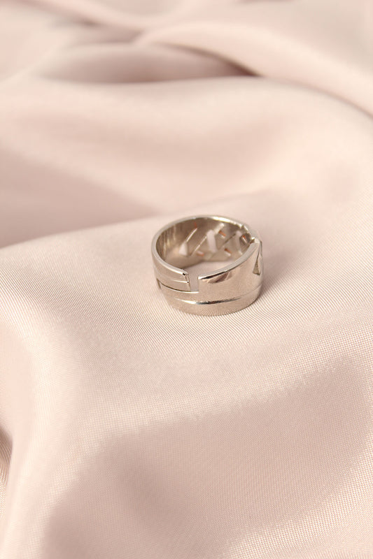 Silver Color Metal Stone Model Adjustable Women's Ring