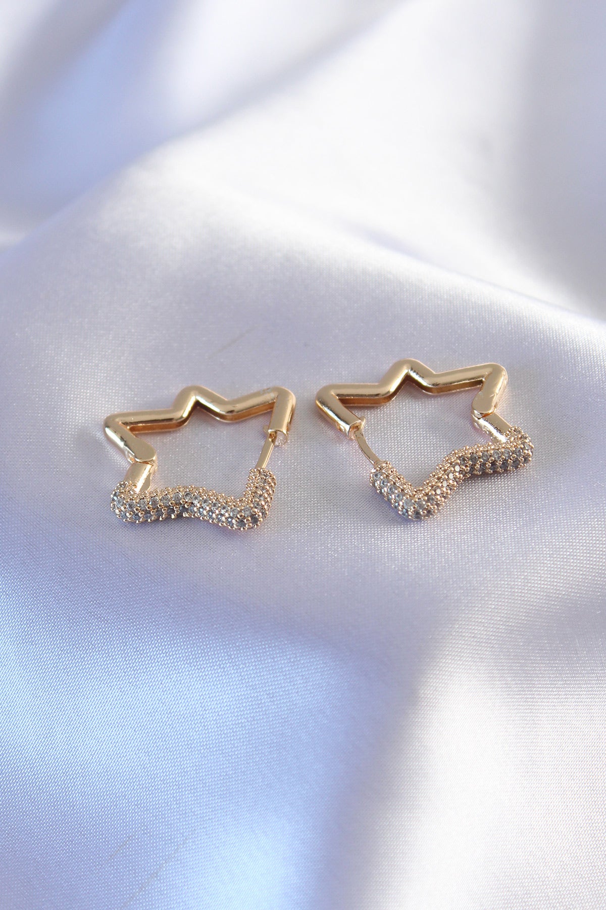 Gold Color Zircon Stone Star Model Women's Earrings