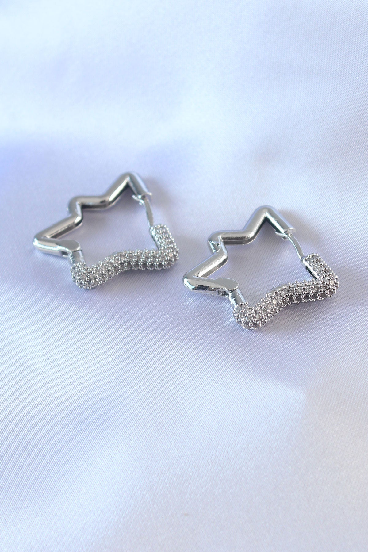 Silver Color Star Model Zircon Stone Brass Women's Earrings