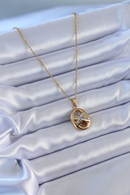 316L Steel Gold Color Zircon Stone Women's Necklace