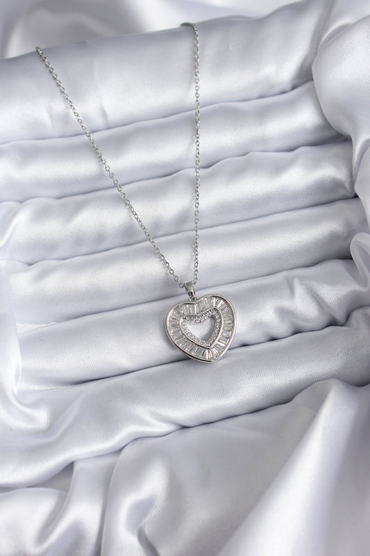 316L Steel Chain Silver Color Baguette Zircon Stone Women's Necklace