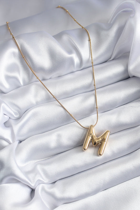 316L Steel Gold Color Bubble "M" Letter Model Women's Necklace