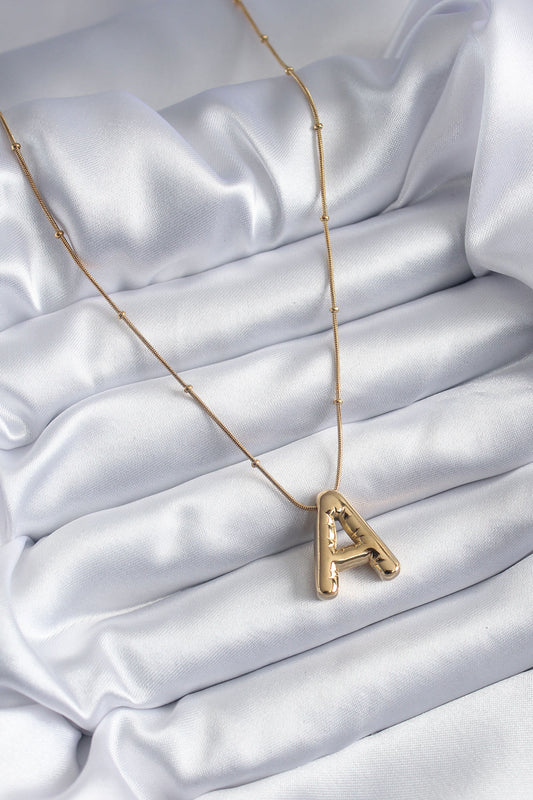 316L Steel Gold Color Bubble "A" Letter Model Women's Necklace