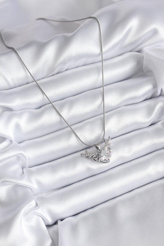 316L Steel Silver Color Zircon Stone Horn Model Women's Necklace