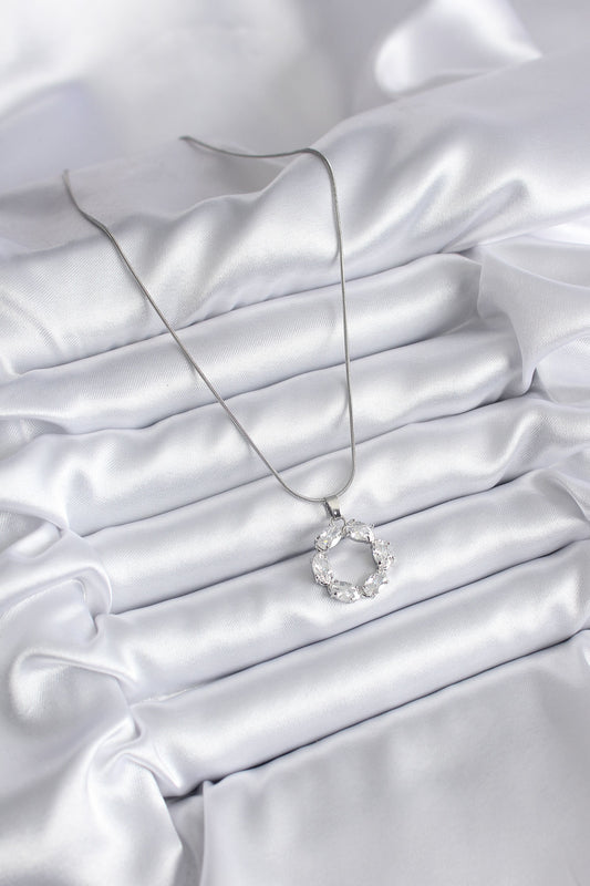 316L Steel Silver Color Zircon Stone Women's Necklace