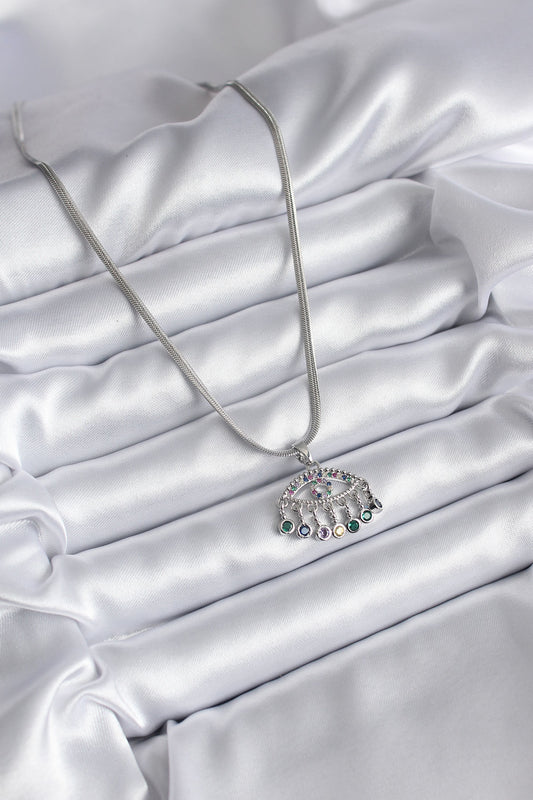 316L Steel Silver Color Italian Chain Zircon Stone Eye Figure Women's Necklace