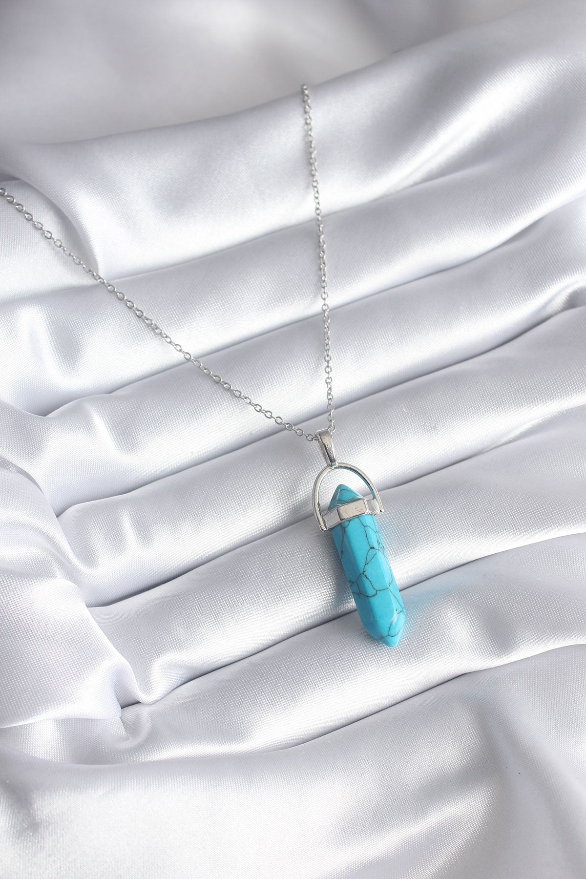 316L Steel Silver Color Blue Stone Model Women's Necklace
