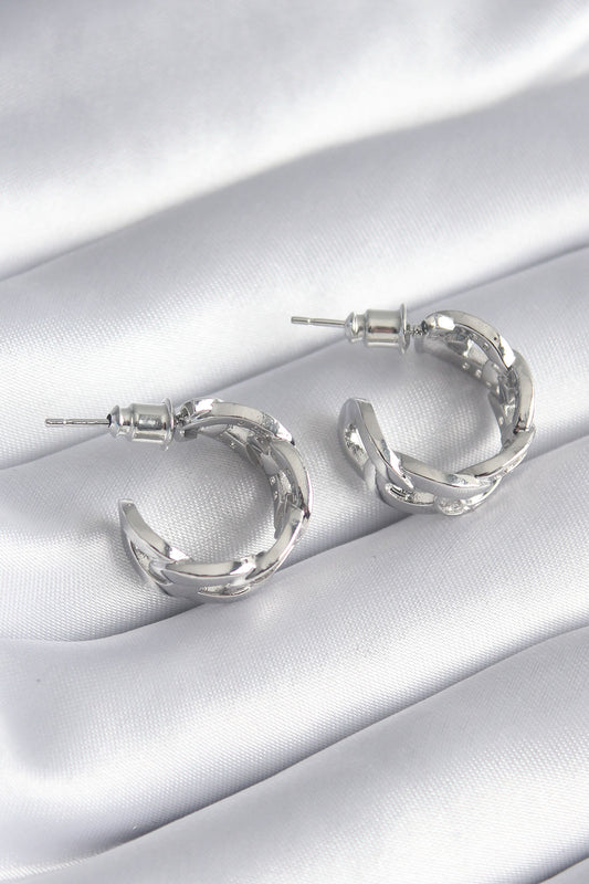 Brass Silver Color Zircon Stone Chain Model Women's Earrings