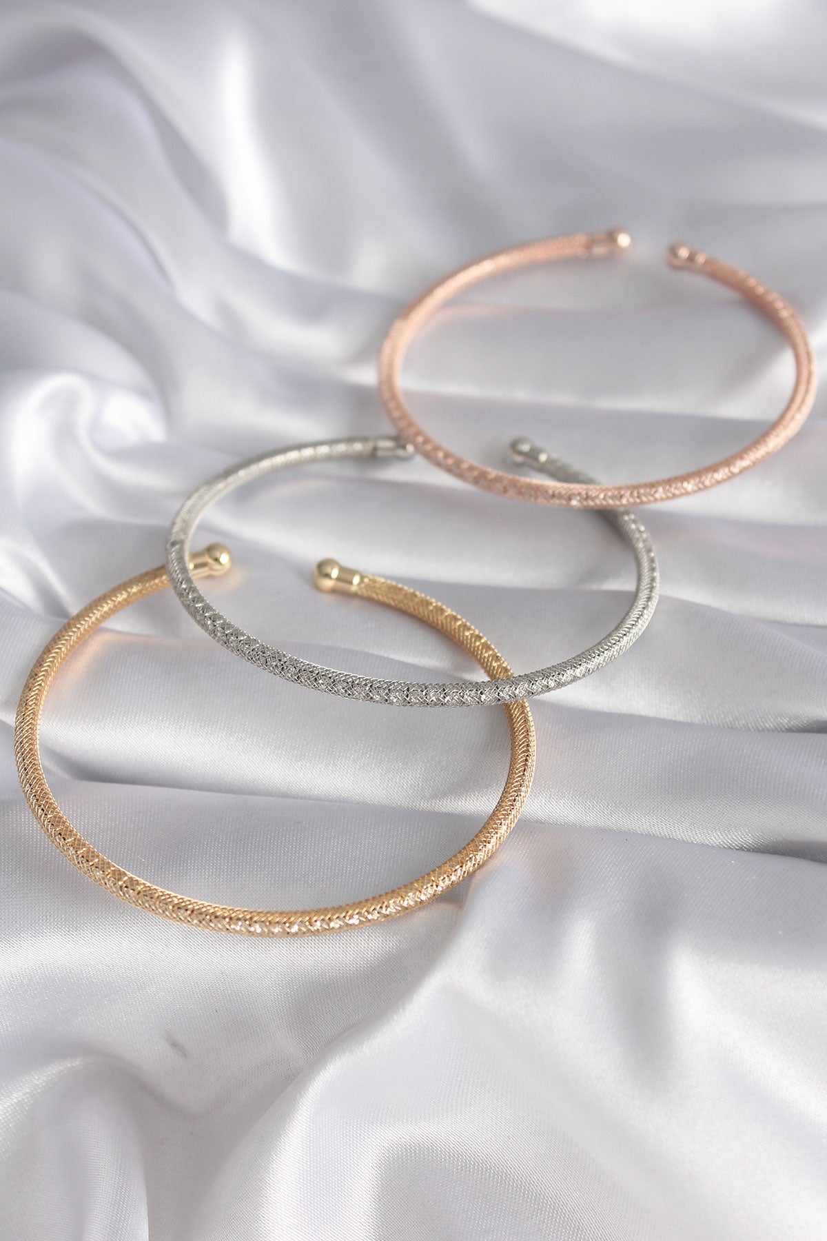 Brass Mix Color Wicker Model Zircon Stone Detail Women's Bracelet Set