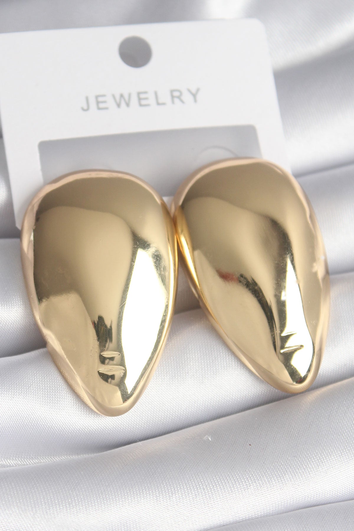 Brass Gold Color Almond Model Women's Earrings