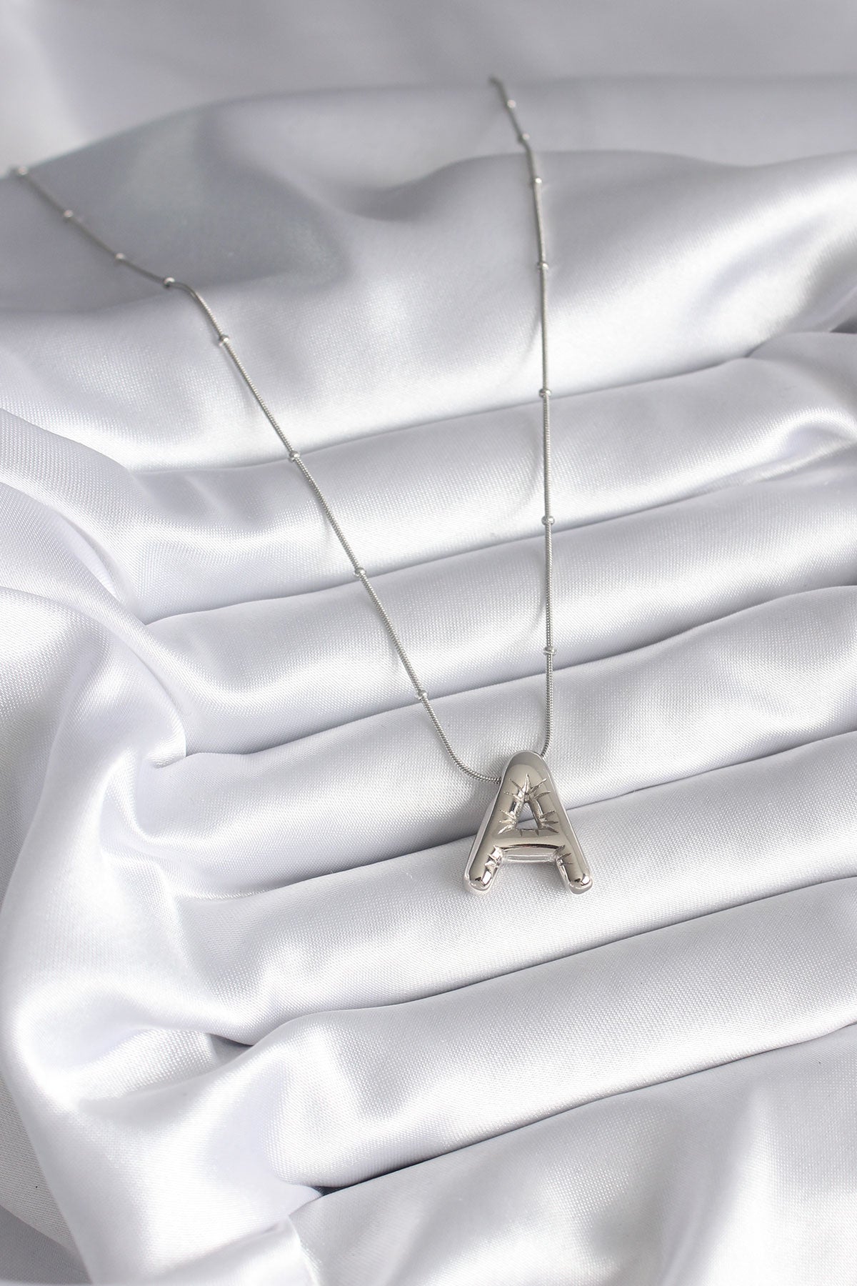 316L Steel Silver Color Bubble "A" Letter Model Women's Necklace