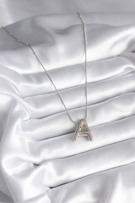 316L Steel Silver Color Bubble "A" Letter Model Women's Necklace