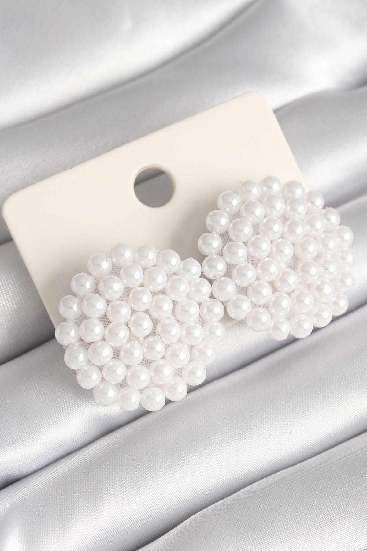 White Button Model Crystal Women's Earrings