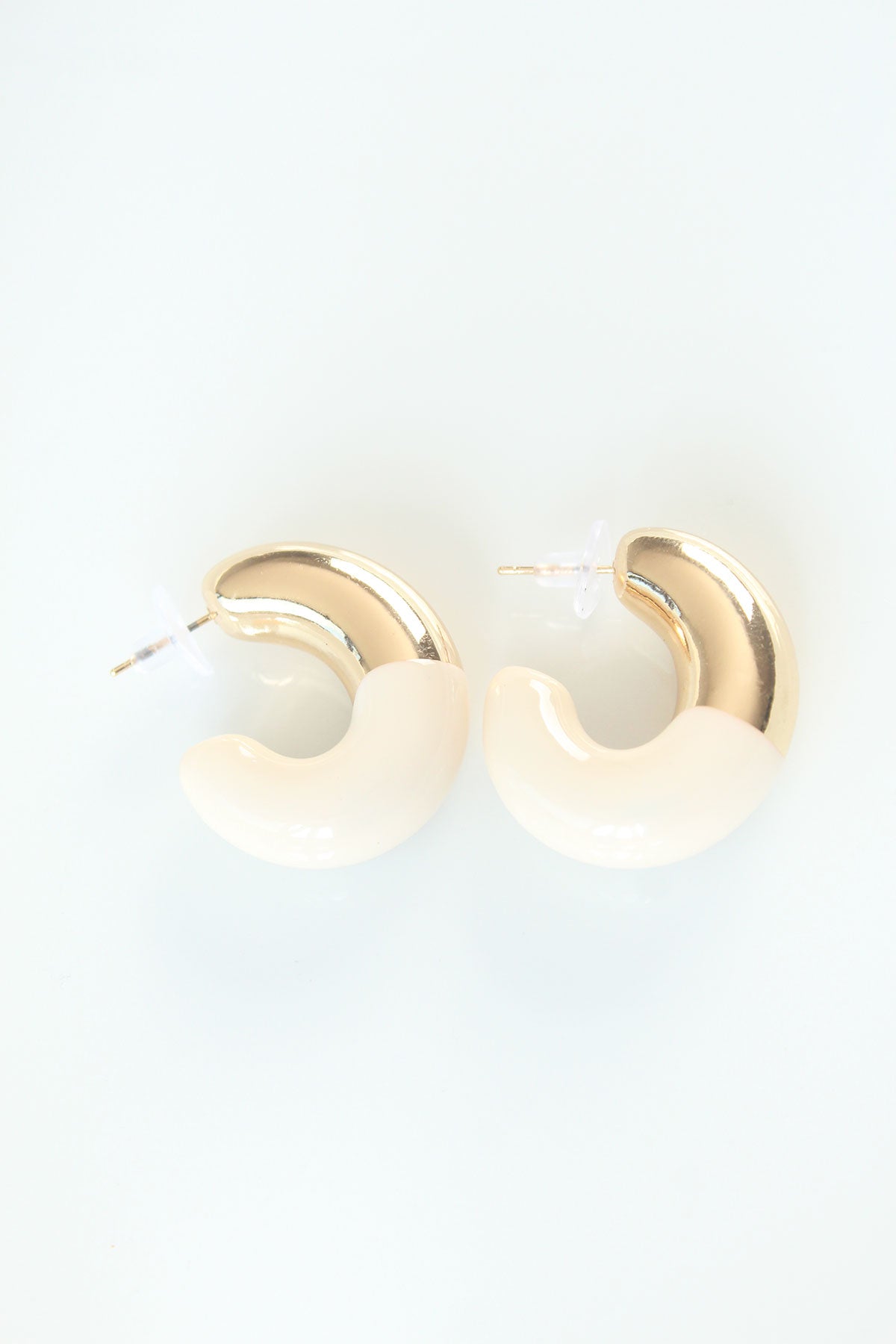 CCB Cream Gold Two-Tone Earrings