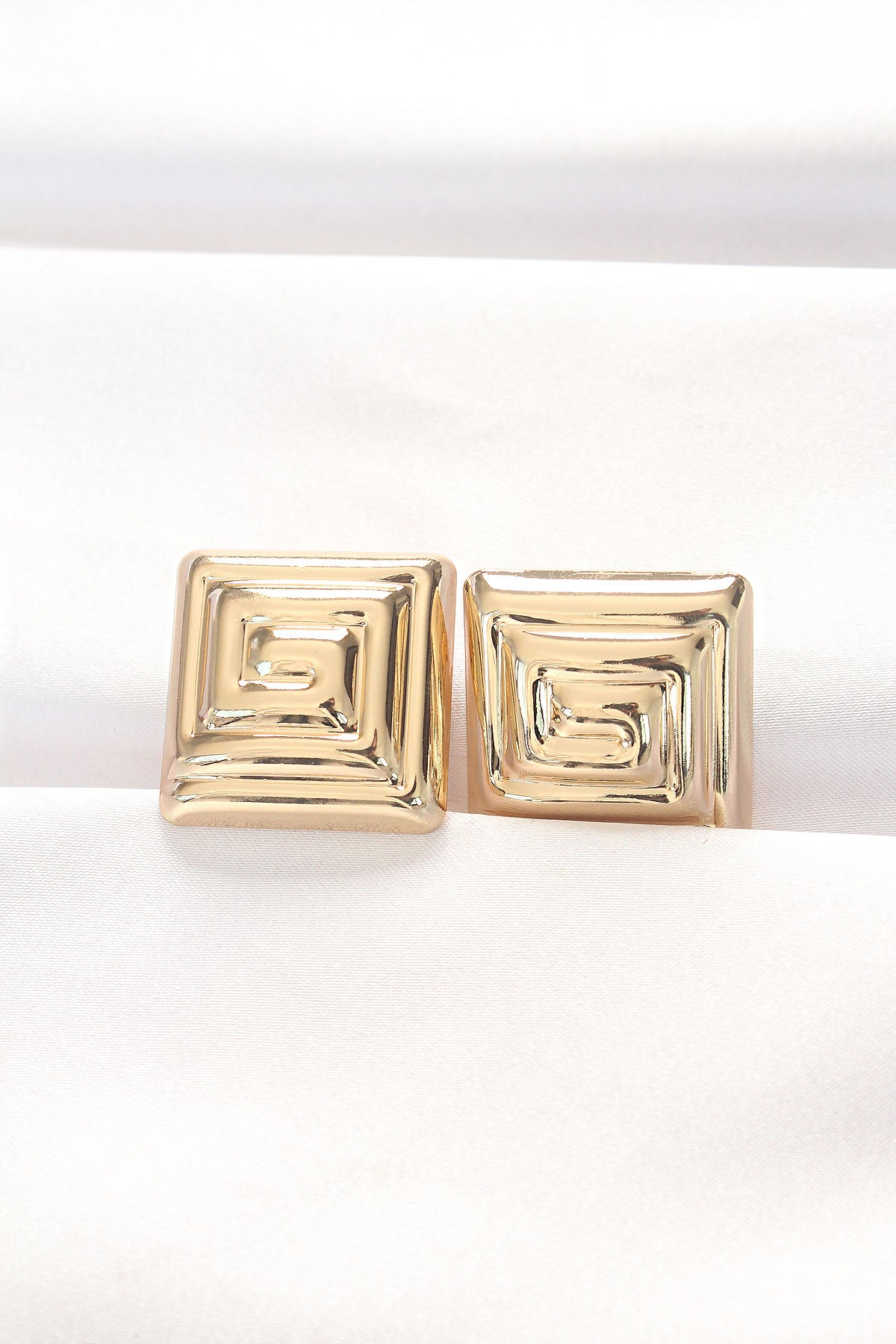 Brass Gold Color Square Form Earrings