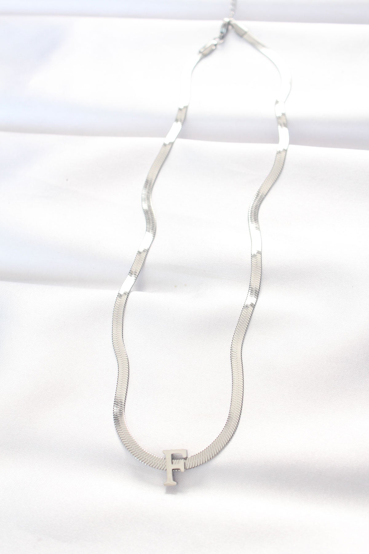 316L Steel F Letter Silver Color Italian Chain Necklace