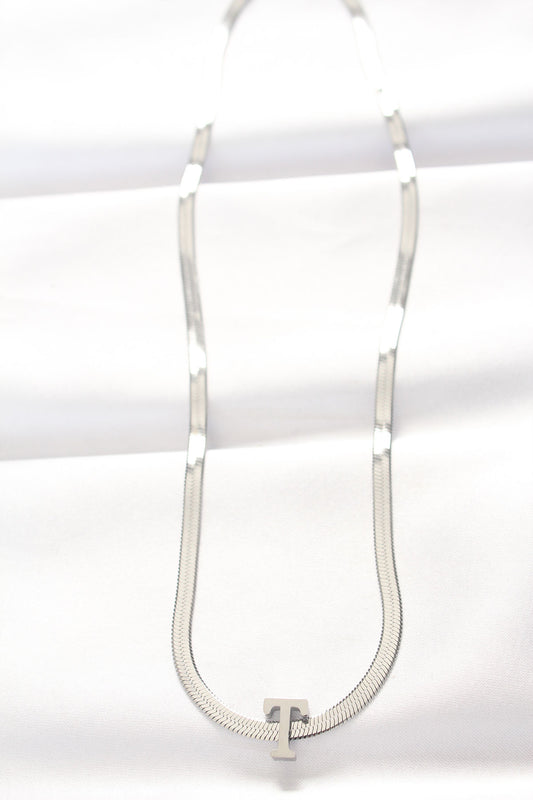 316L Steel T Letter Silver Color Italian Chain Necklace