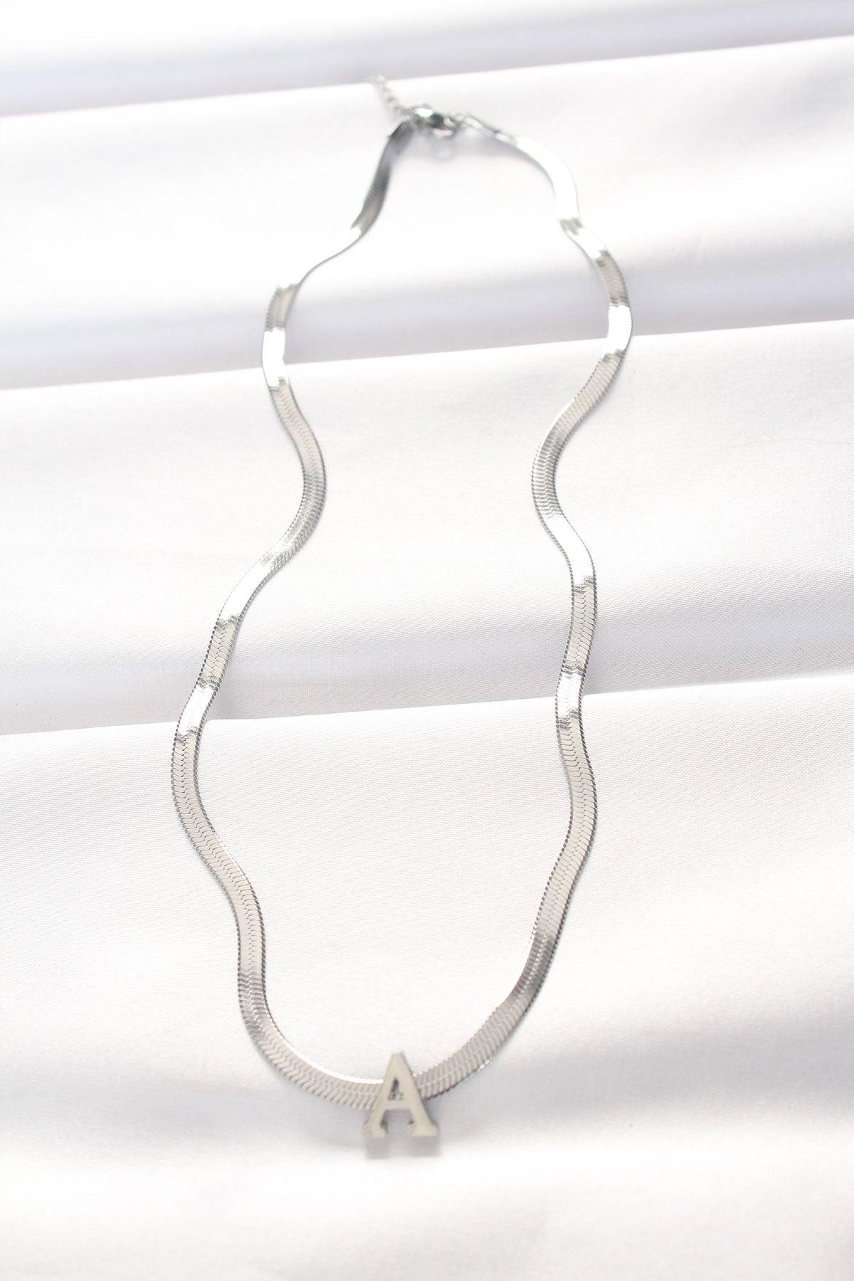 316L Steel A Letter Silver Color Italian Chain Necklace