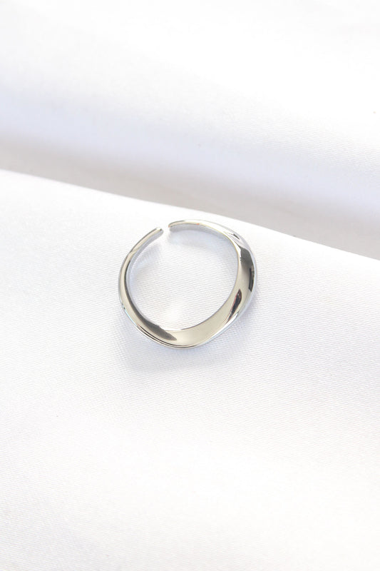 Flat Silver Color Adjustable Ring