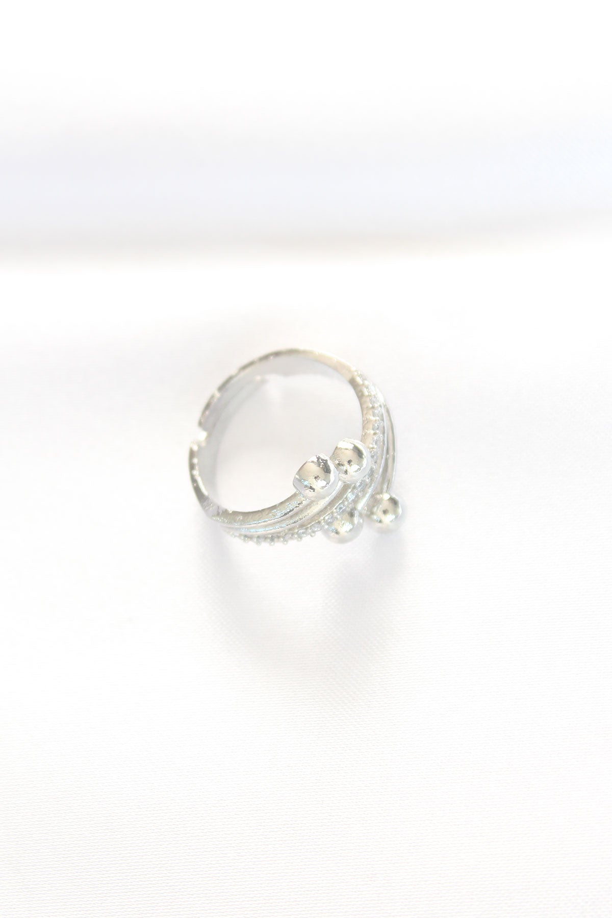 Ball Model Zircon Stone Silver Color Adjustable Ring