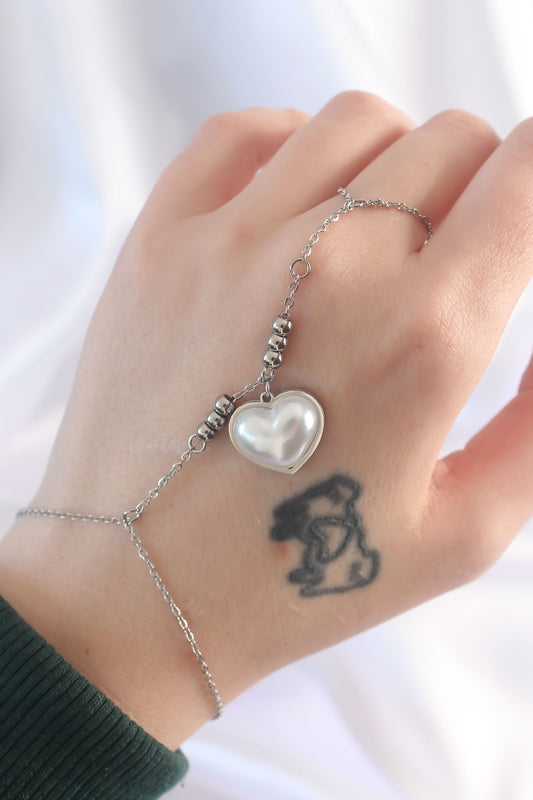 316L Steel Silver Color White Bubble Heart Design Shahmaran
