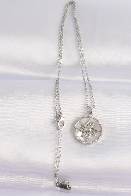 316L Steel Chain Silver Color Oval Design Sun Necklace