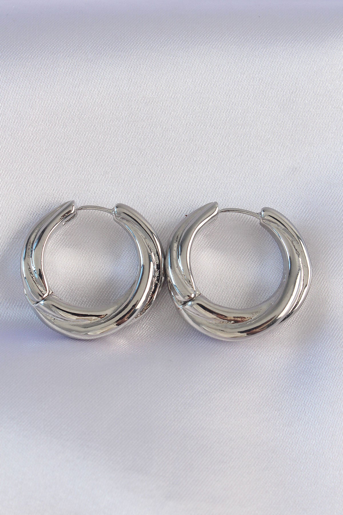 Brass Silver Color Asymmetrical Twist Earrings