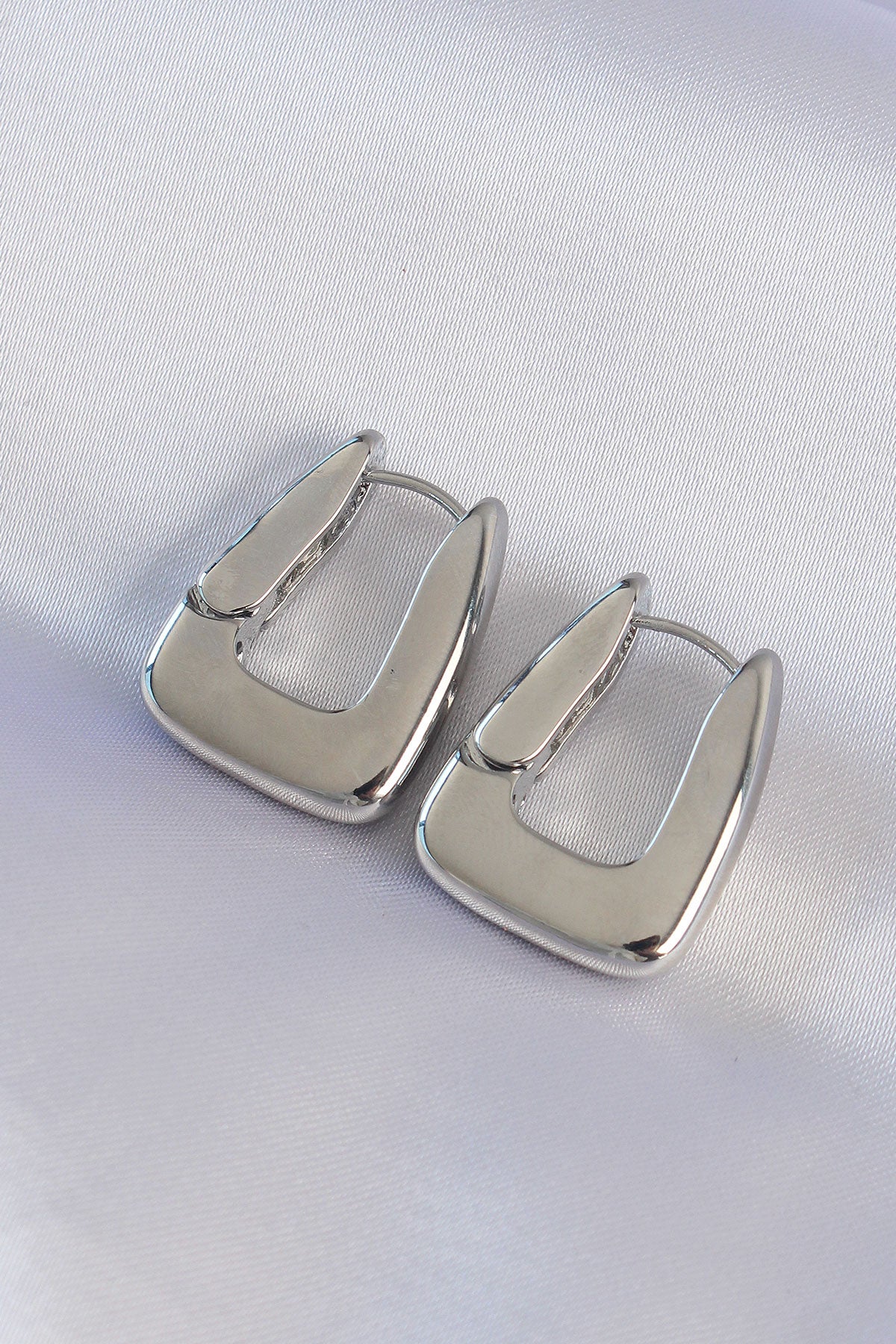 Brass Silver Color Thick Earrings