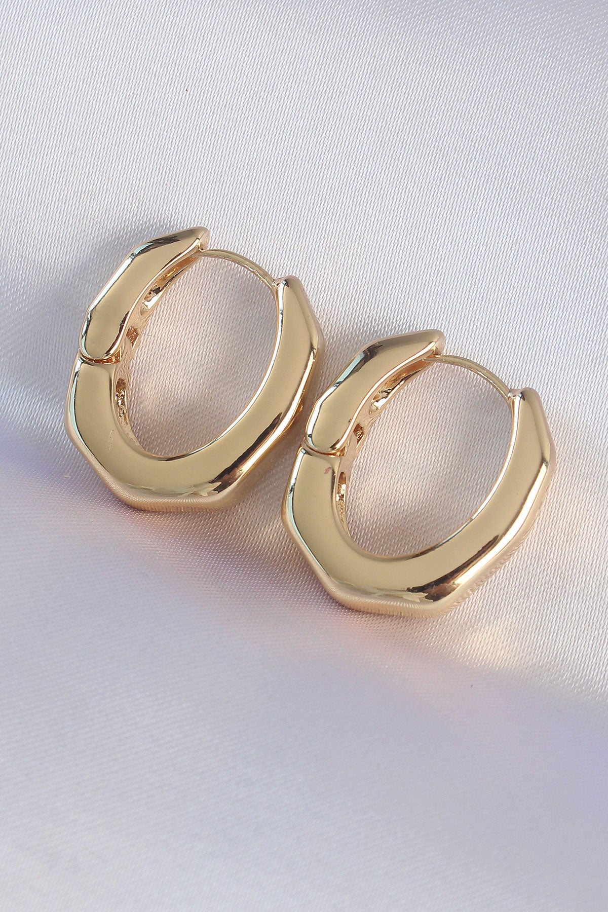 Brass Gold Color Thick Bone Model Earrings