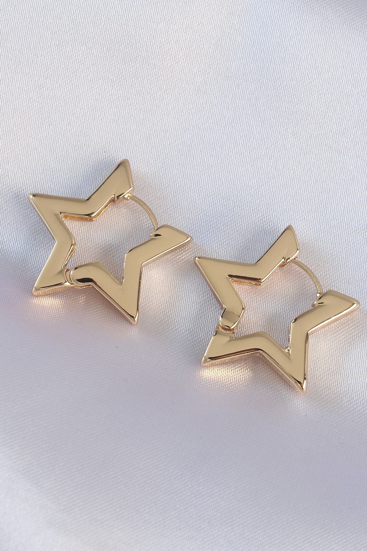 Brass Gold Color Star Earrings