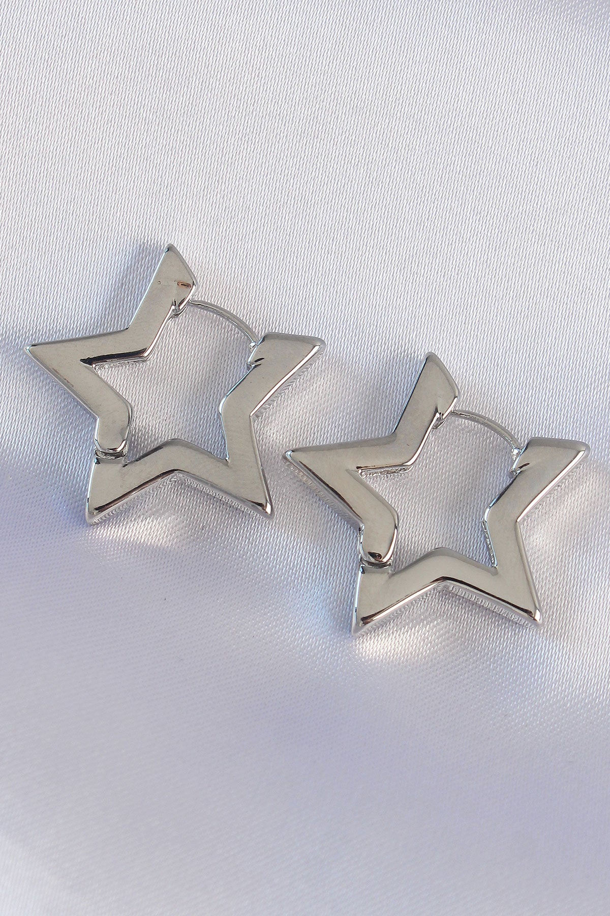 Brass Silver Color Star Earrings