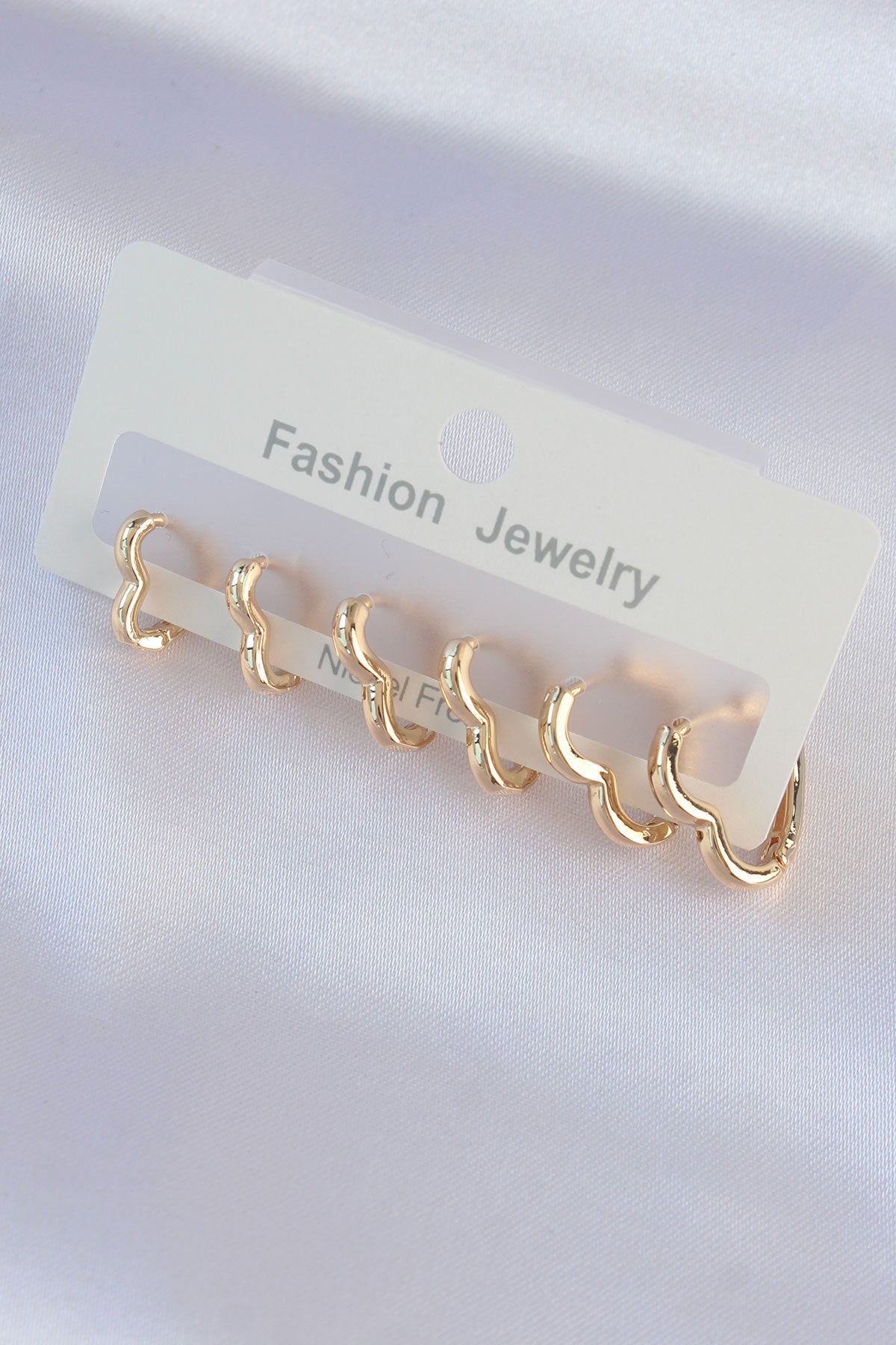 Brass Gold Color Heart Model Earring Set