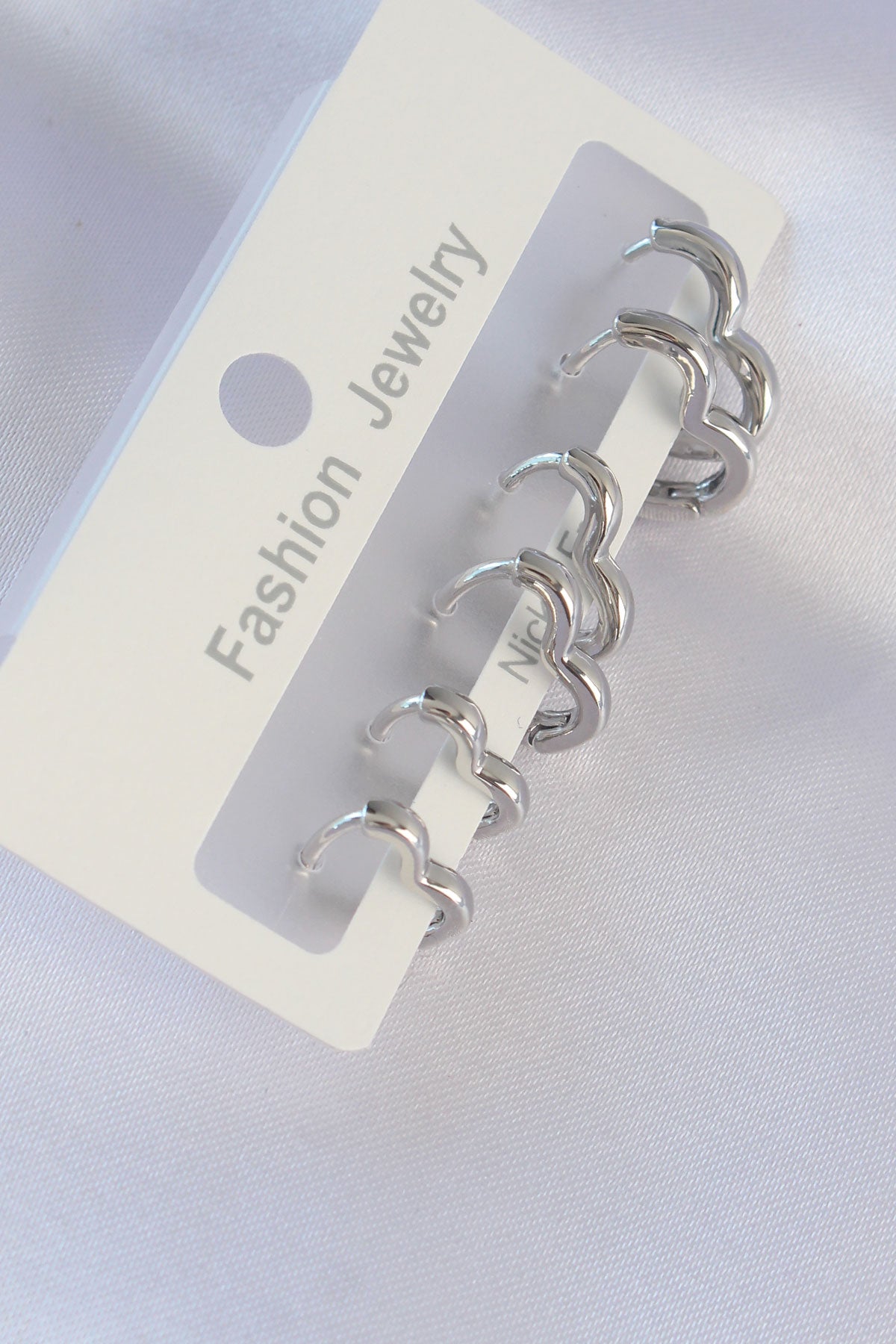 Brass Silver Color Heart Model Earring Set