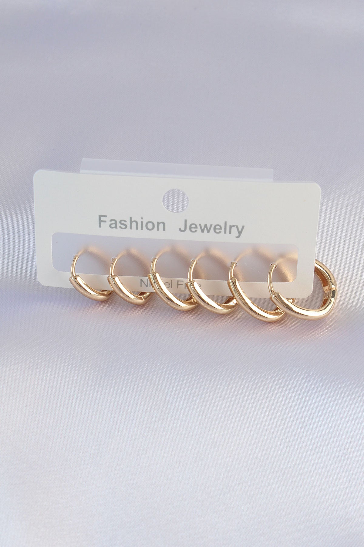 Brass Gold Color Oval Earring Set