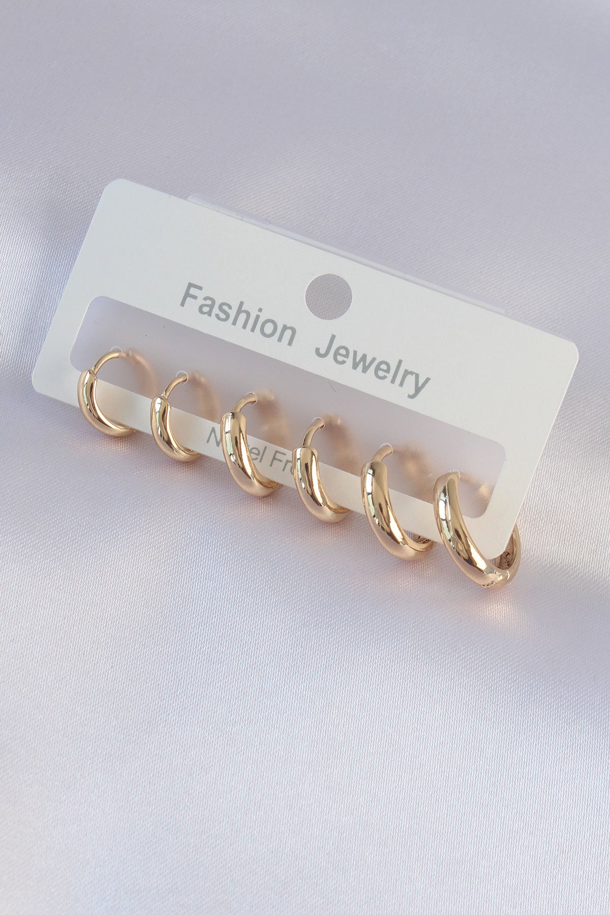 Brass Gold Color Oval Earring Set