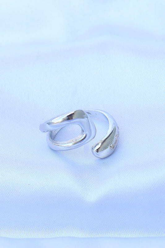 Brass Silver Color Adjustable Ring