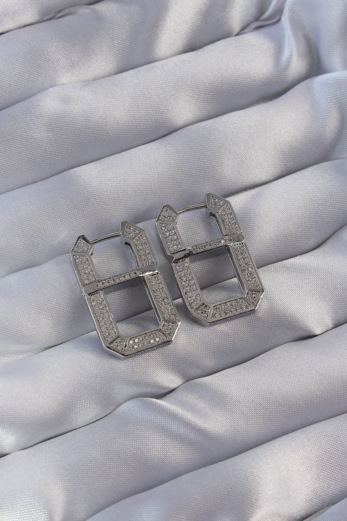 VIP Series Brass Silver Color Zircon Stone Serenay Earrings