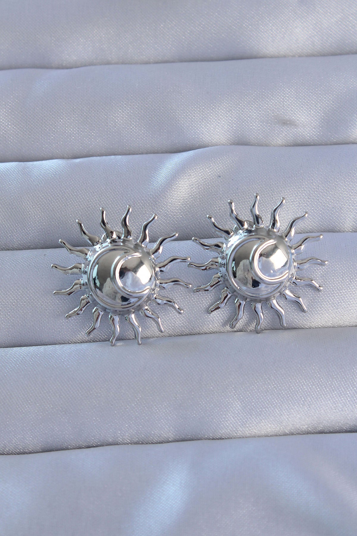 316L Steel Silver Color Sun Model Earrings