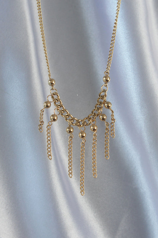 316L Steel Chain Gold Color Ball Detail Pendant Chain Necklace