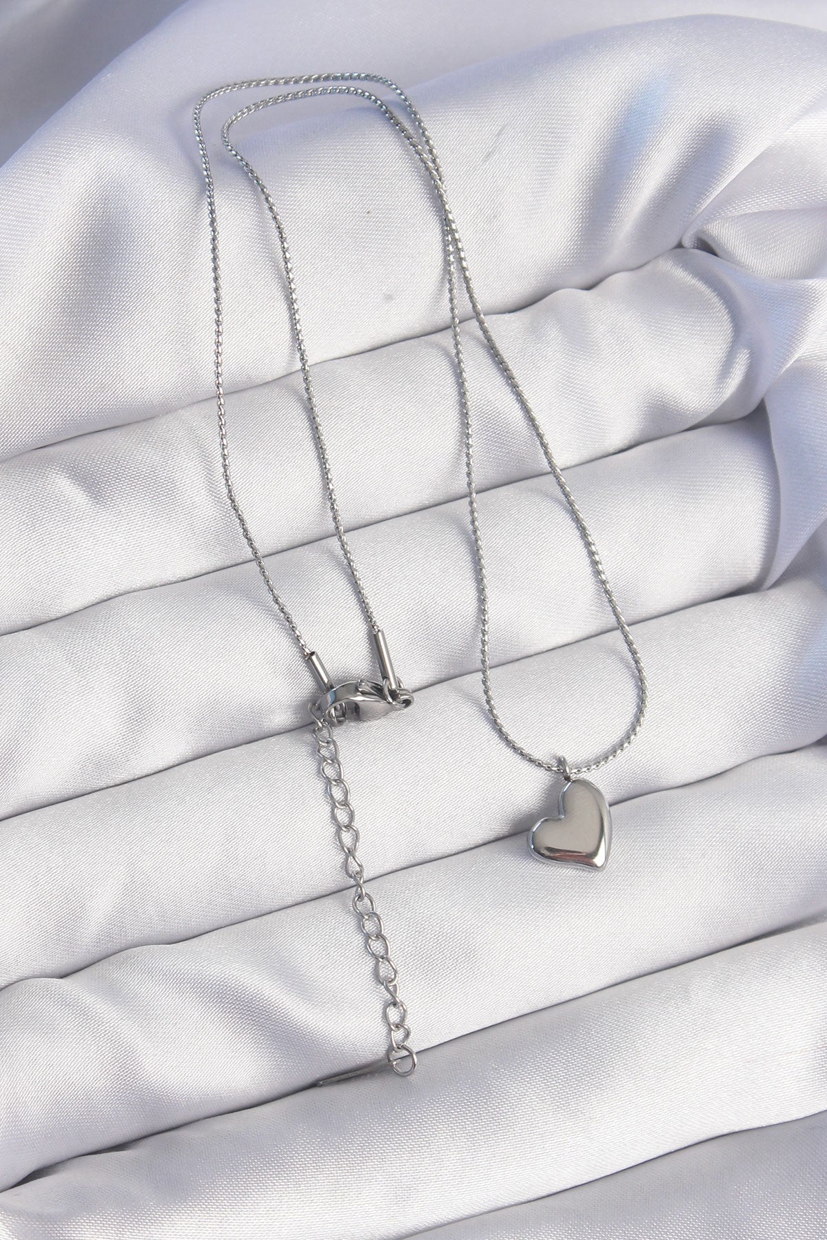 316L Steel Silver Color Minimal Heart Design Necklace