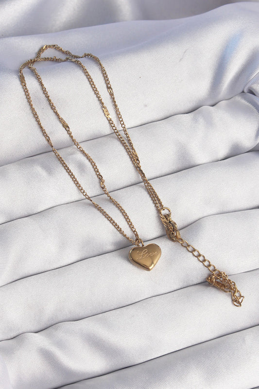 316L Steel Gold Color Heart Model Love Necklace