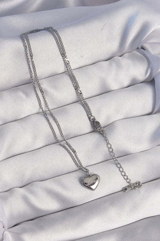 316L Steel Silver Color Heart Model Love Necklace