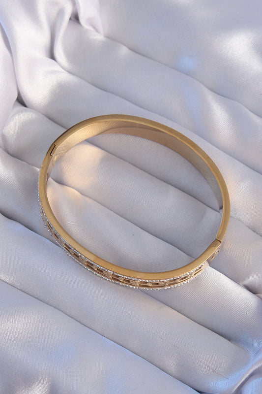 316L Steel Gold Color Zircon Stone Model Handcuff