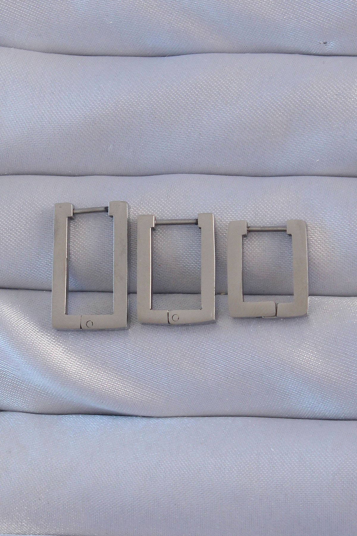 316L Steel Silver Color Rectangular Earring Set