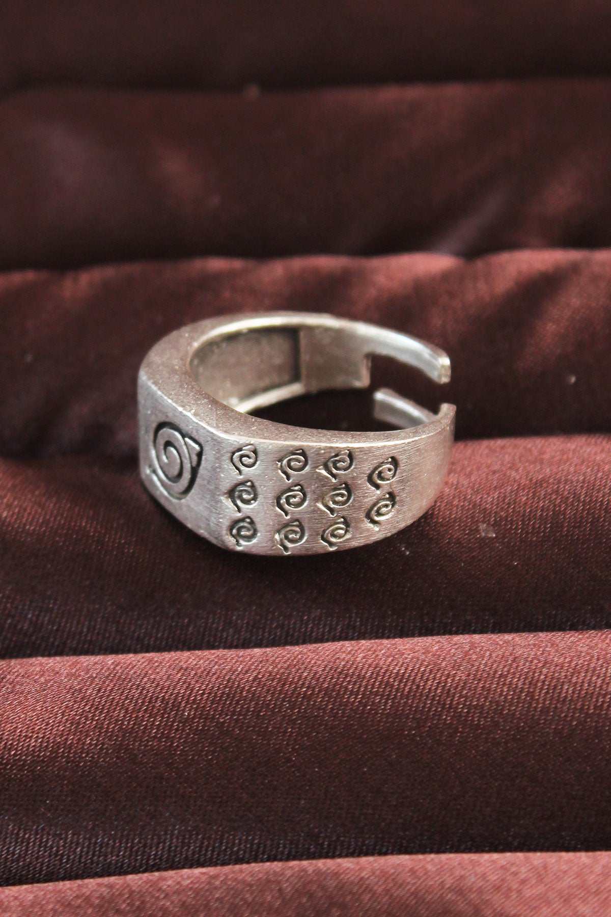 Silver Color Motif Adjustable Men's Ring