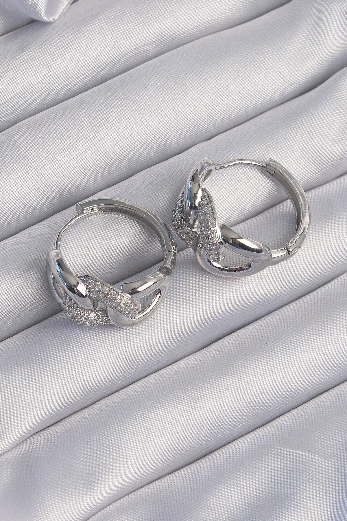 Brass Silver Color Zircon Stone Milky Way Earrings